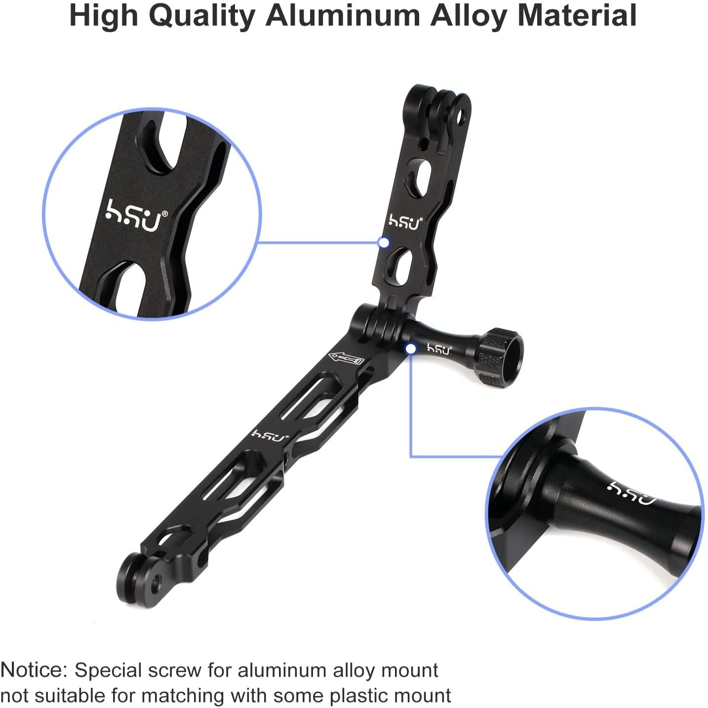 (7 Pcs) HSU All Aluminum Alloy GoPro Hero Extension Arm Kit for GoPro/DJI