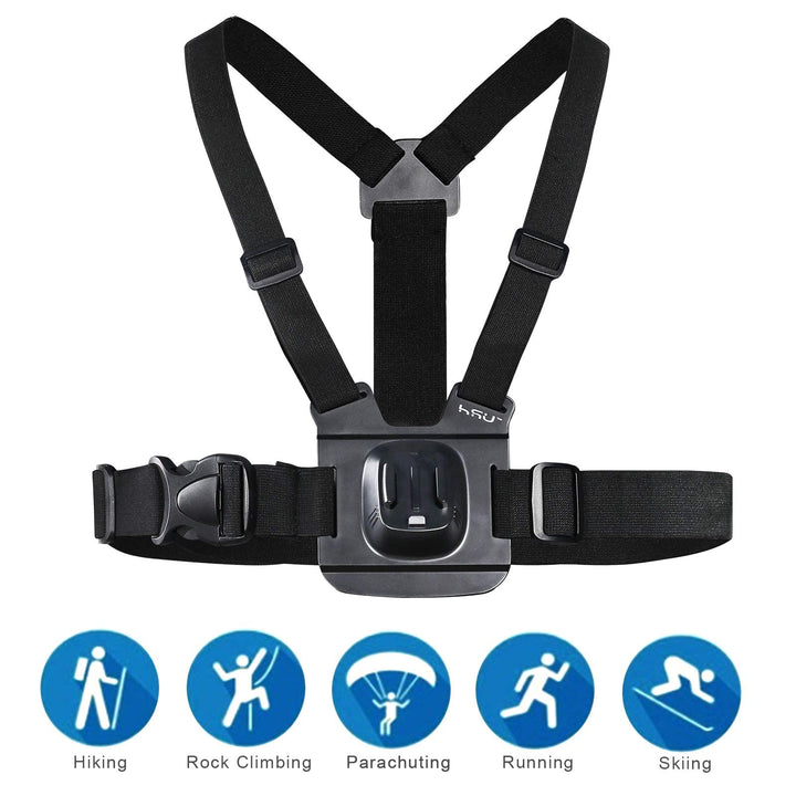 HSU Large Carrying Case & Chest Strap Harness Body Mount for GoPro