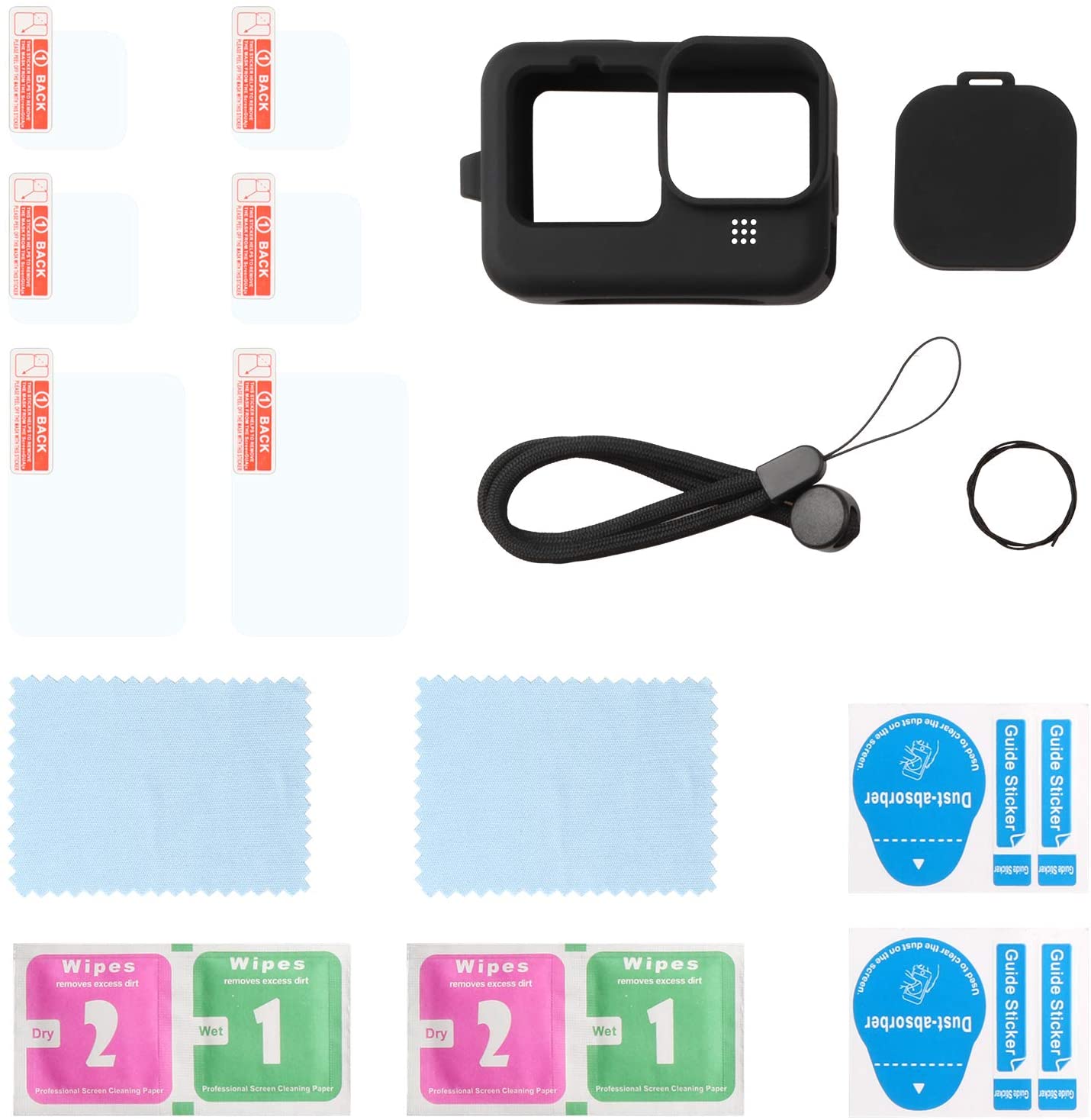Silicone Case for GoPro Hero 12 11 10 9 Black Tempered Glass Screen  Protector Protective Film