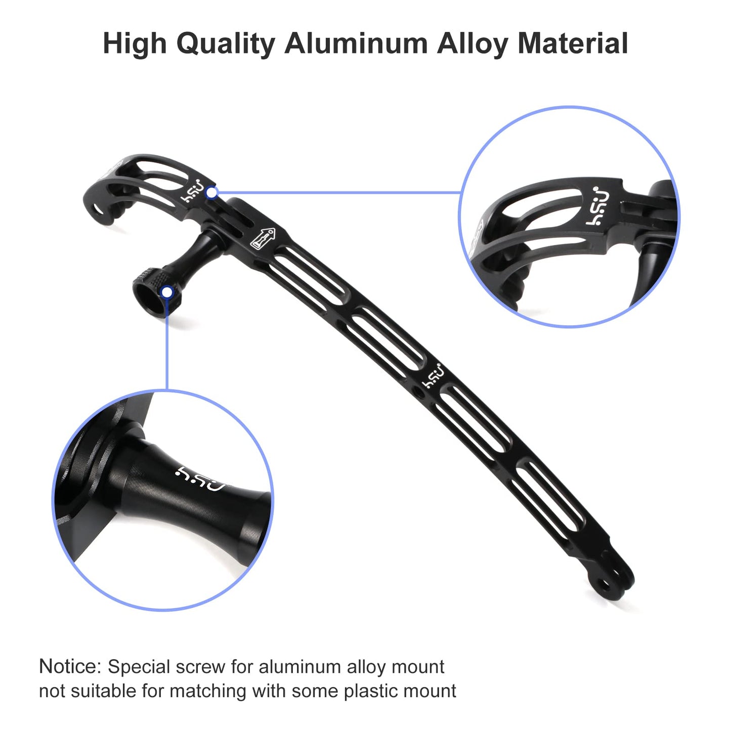 (7 Pcs) HSU All Aluminum Alloy Curved Extension Arm Kit Mount Helmet Stick for GoPro/DJI Osmo Action