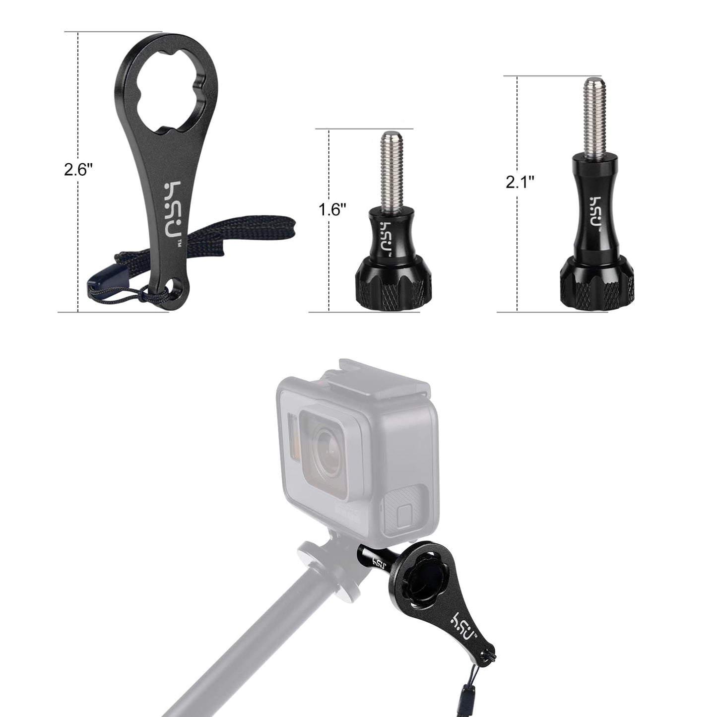 HSU All Aluminum Alloy Basic Adapter Grab Bag for GoPro (9 Pcs)