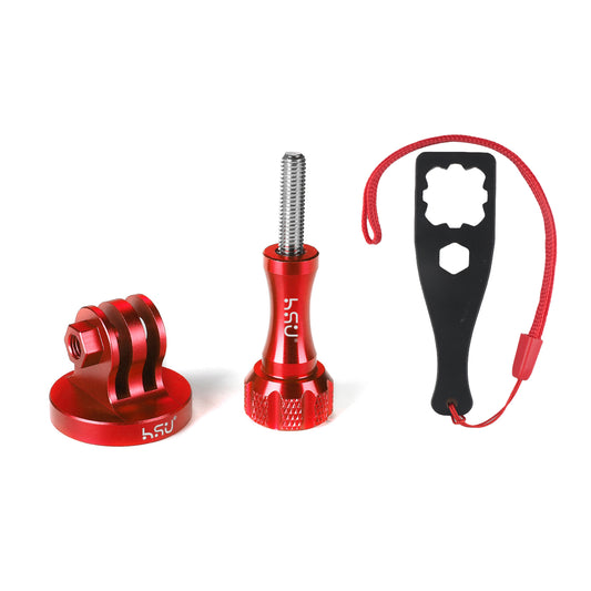 HSU Aluminum Alloy TripodMonopod Mount Adapter with Thumbscrew for GoProAction Cameras (Red)