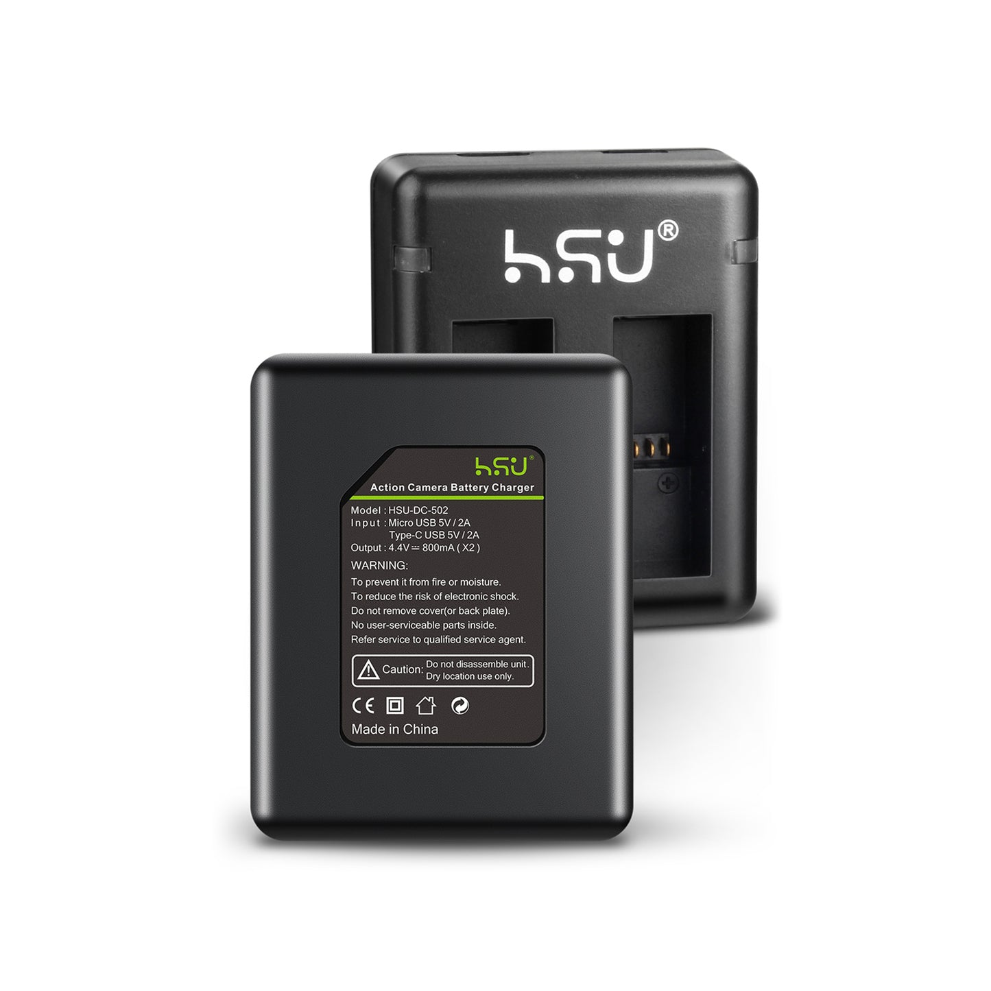 HSU GoPro 2-Pack Replacement Battery & Dual LED charger for GoPro 8/7/6/5