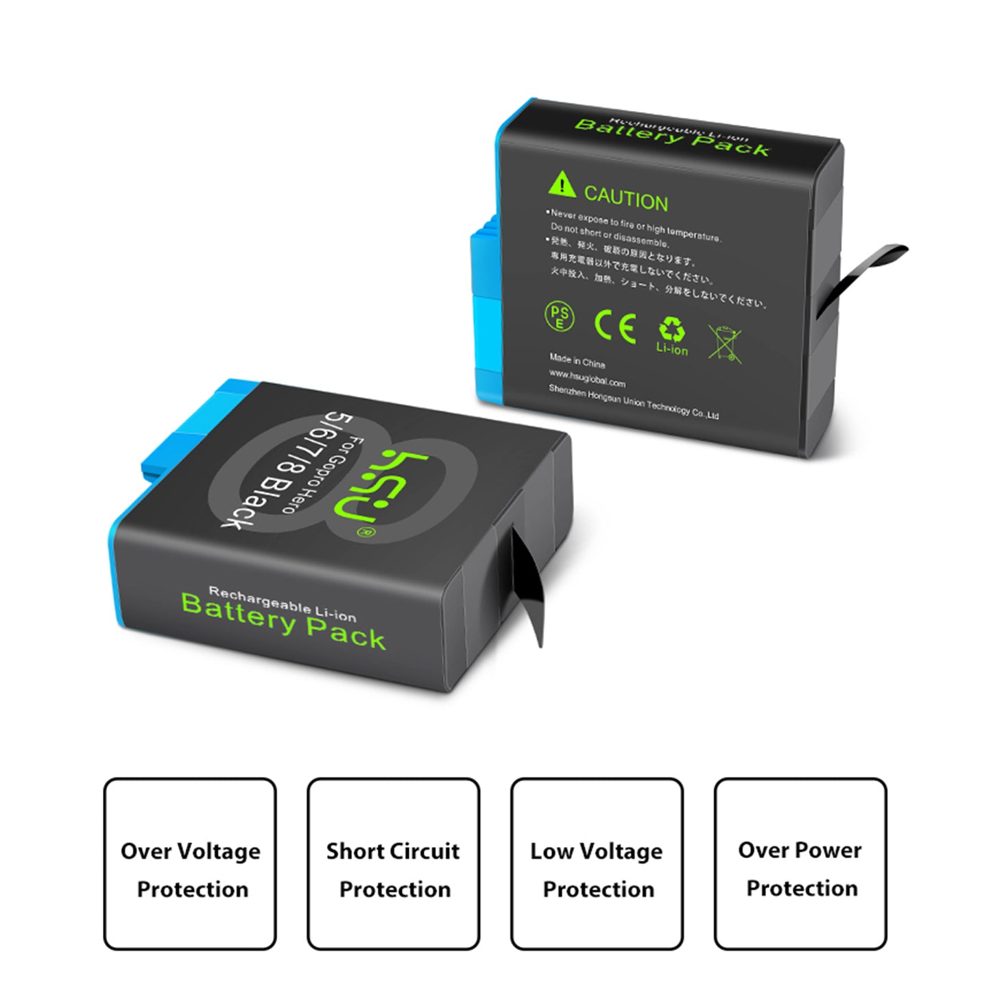 HSU GoPro 2-Pack Replacement Battery & Dual LED charger for GoPro 8/7/6/5