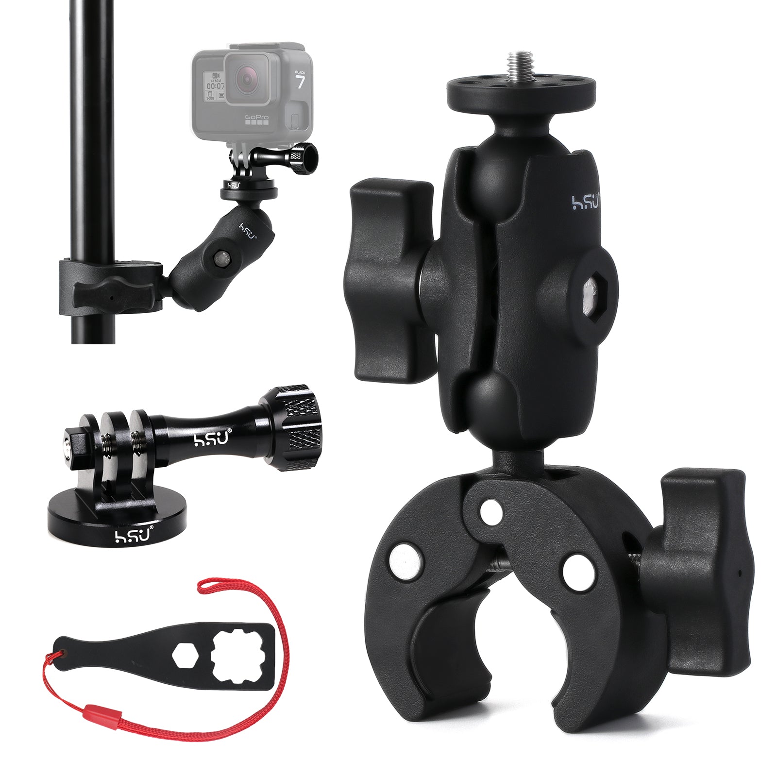 HSU Super Camera Clamp Mount 360° with 1/4"-20 Thread for GoPro