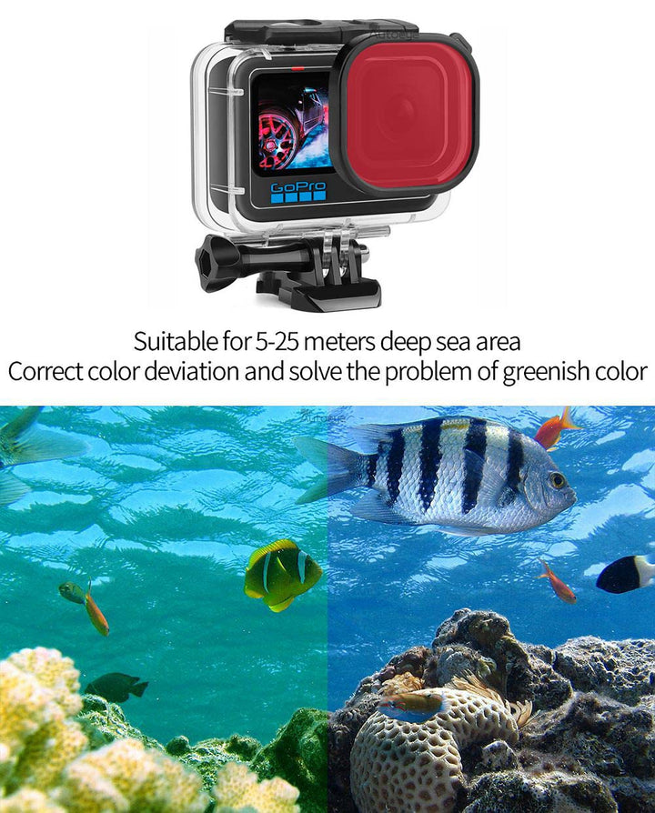 HSU 60M Waterproof Case with Color Filter for GoPro Hero 10/9 Black